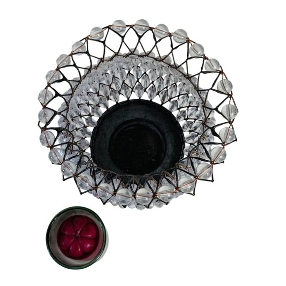 Home Interiors Beaded Wire Candle Holder Pedestal Base Glass Beads Home Decor - Picture 5 of 11